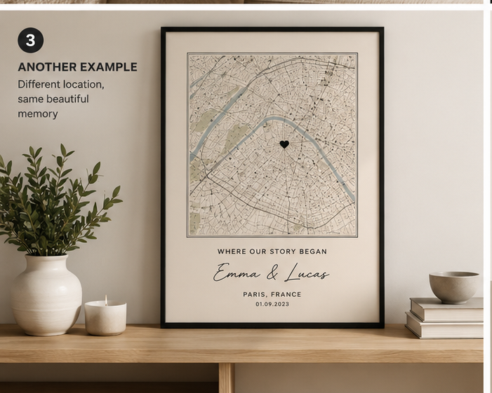 Second personalized Map of Memory example using a different real city map
