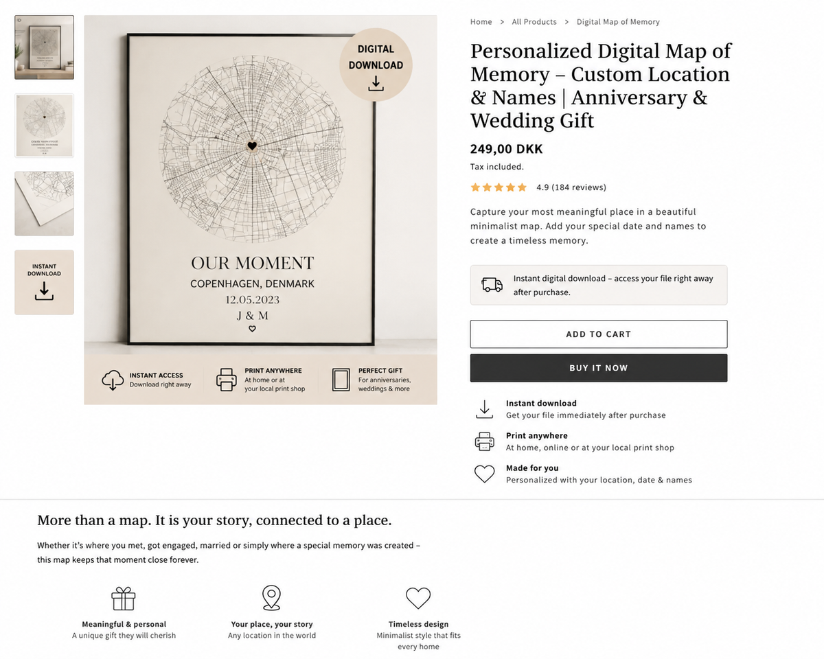 Personalized digital Map of Memory artwork – custom location, names and date